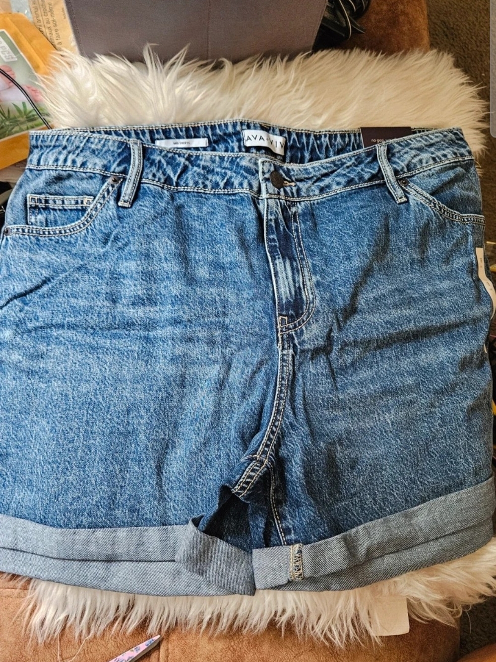 Ava & Viv Medium Blue Cuffed Denim Shorts